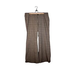 GAP Wide Leg Wool Plaid Trouser Pants Stretch Brown Size 16R